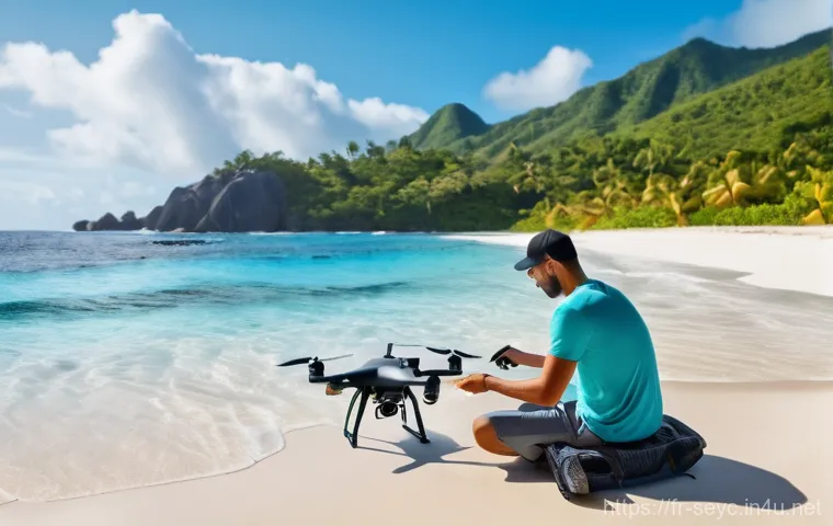 세이셸 항공 촬영 가능 지역 - **Prompt:** An expansive aerial shot showcasing the dense, primary forest surrounding the Vallée de ...