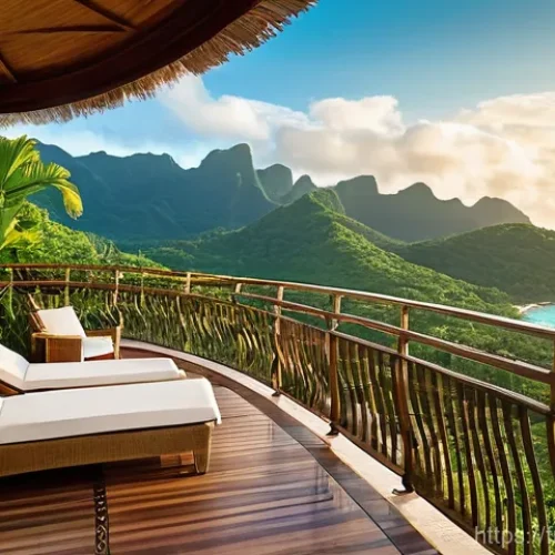 세이셸 호텔 리뷰와 추천 - **Prompt 1: Discreet Luxury Villa in Seychelles**
    "An elegant couple, dressed in chic resort cas...